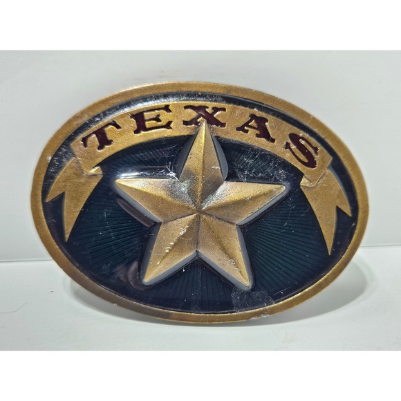 Vintage 1979 Bergamot Brass Works Texas Lone Star Belt Buckle Made USA - Picture 1 of 6